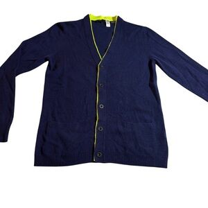 Marc Jacobs 100% Cashmere Cardigan | Navy w/ Neon Trim | Women’s Small